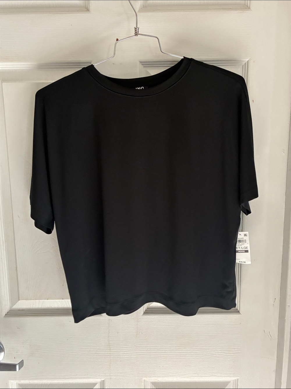 INC International Concepts Deep Black Short-Sleeve Crewneck Tee, Size: LP, NWT